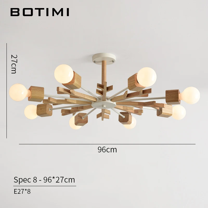 8 Light BOTIMI новое поступление светодиодный люстра деревянные люстры для гостиной деревянные обеденные светильники современные потолочные люстры освещение - Цвет абажура: 8 Light