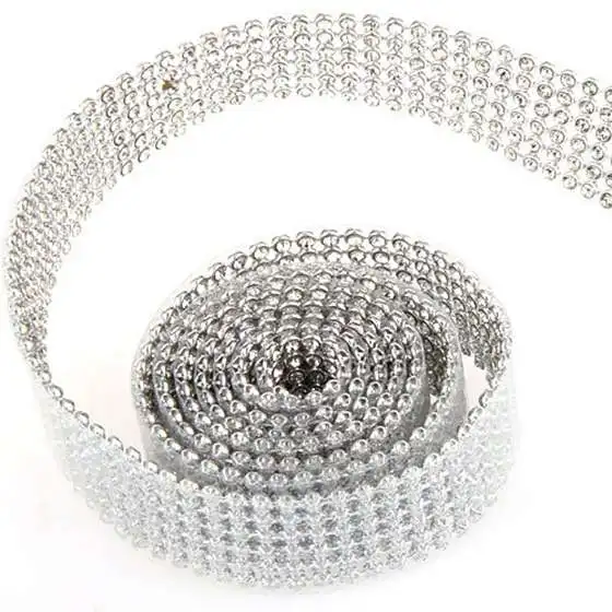 

2 cm Strasburg band rhinestone ribbon Rhinestone Silver