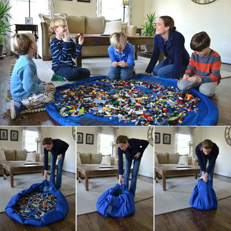 

Kids Toy Storage Bag New Portable Play Mat Building Blocks Toys Organizer Drawstring Pouch Fashion Practical Storage Bags