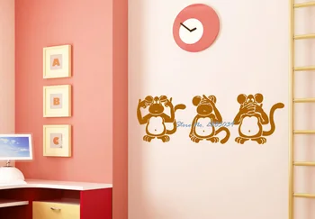 

3 Wise Monkeys Wall Decals Waterproof Removable Sticky Vinyl Wall Stickers Kids Rooms Art Mural Vinilos Paredes DIY poster LA169