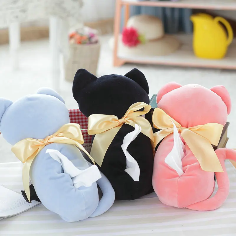 

1pc 30cm Lovely Shadow Cat Plush Tissue Box Covers Holder Soft Puppy Paper Storage Paper Box Kids TOY Car Decoration