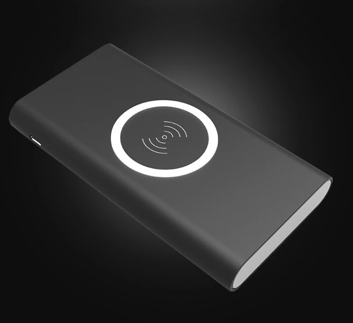 Qi Беспроводное зарядное устройство power Bank 10000 мАч для мобильных телефонов iPhone samsung портативное зарядное устройство для мобильных телефонов - Цвет: Black