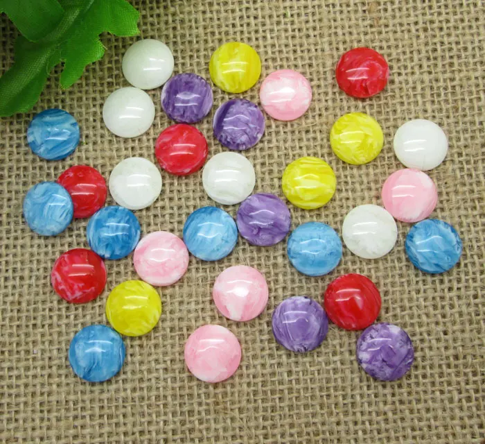 

50Pcs Mixed 14mm Beautiful Round Resin Decoration Crafts Flatback Cabochon Scrapbook DIY Embellishments Accessories Buttons