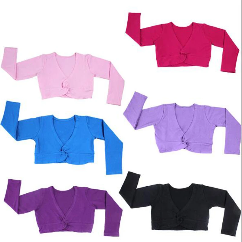 Girl Ballet Gymnastic Leotard Jacket Long Sleeved Dance Sweater Top Coat Kids Dance Clothing Jacket Wrap Ballet