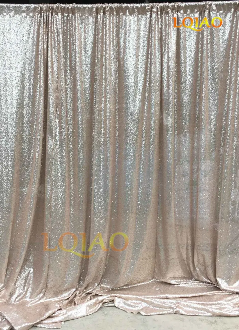 

Embroidered Champagne Sequin Backdrop,8FTX 8FT Glitter Sequin Fabric Curtain,240x245cm Sequin Background for wedding photography