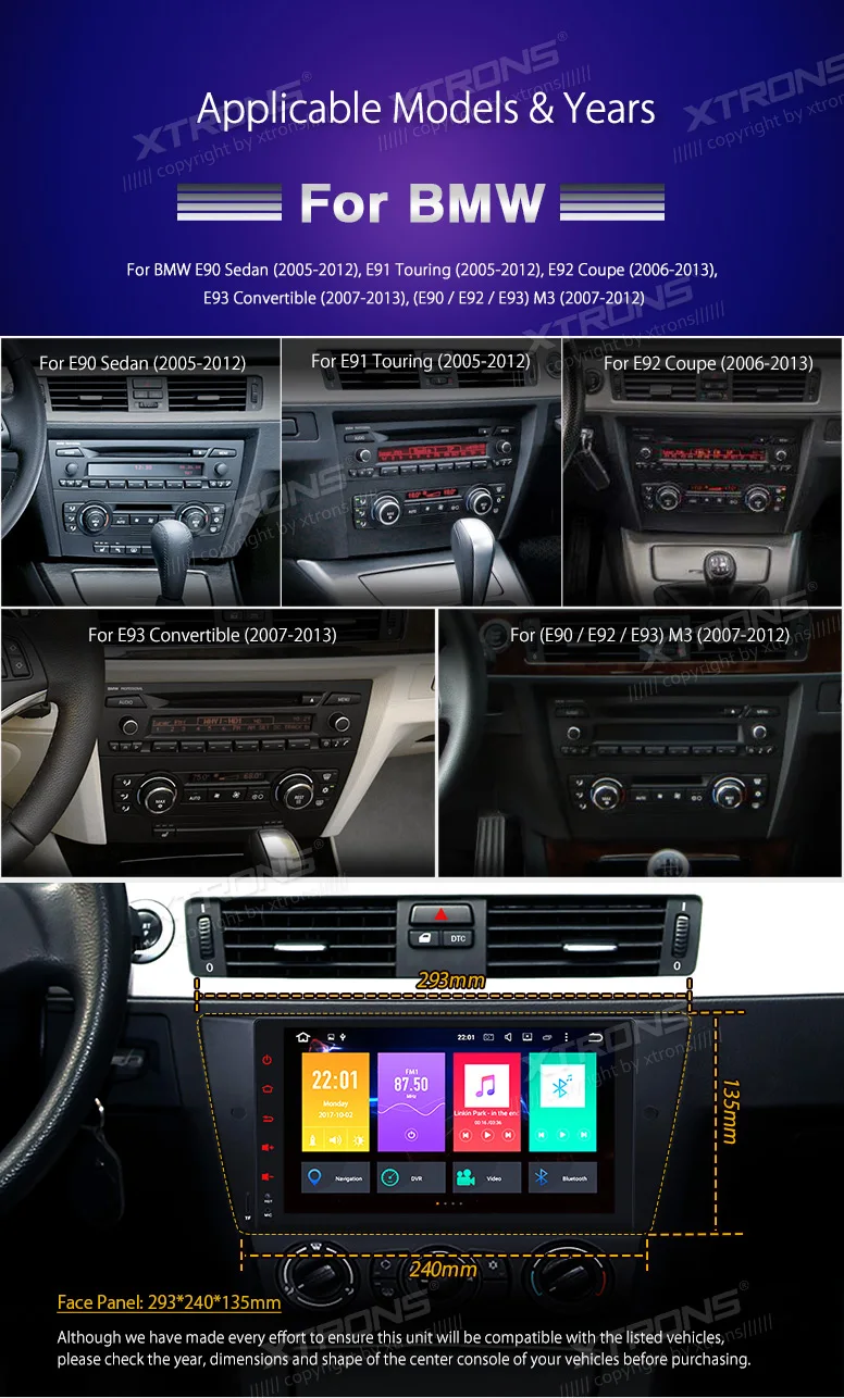 XTRONS " Android 8,0 радио 4 ГБ ОЗУ 32 Гб ПЗУ мультимедиа HD сенсорный экран стерео для BMW E90 седан 2005-2012 E91 E92 E93