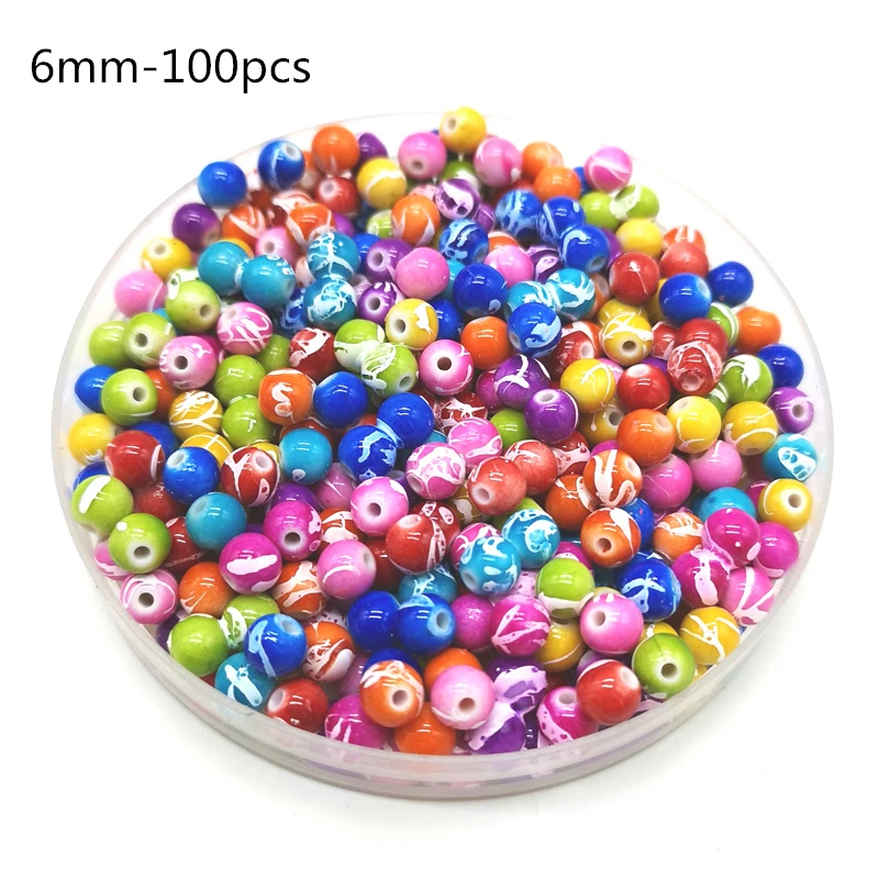 Acrylic Beads 6mm-20mm Round Shape Beads Jewelry Making Multicolor Loose Bead DIY Accessory #YKL28-35