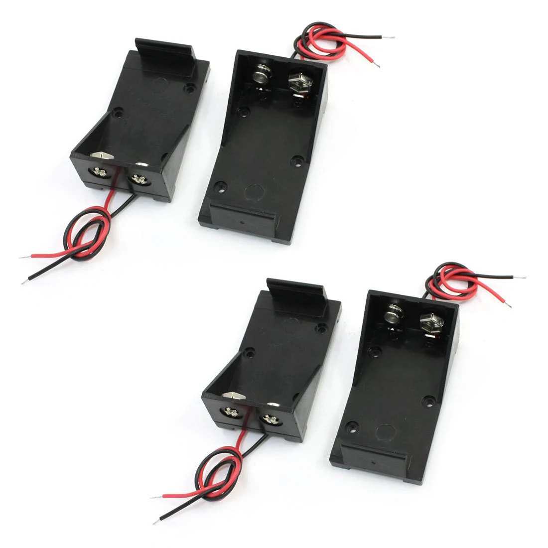 

4x Battery Storage Case Slot Holder for 9V Batteries w 5.9" Wire Leads