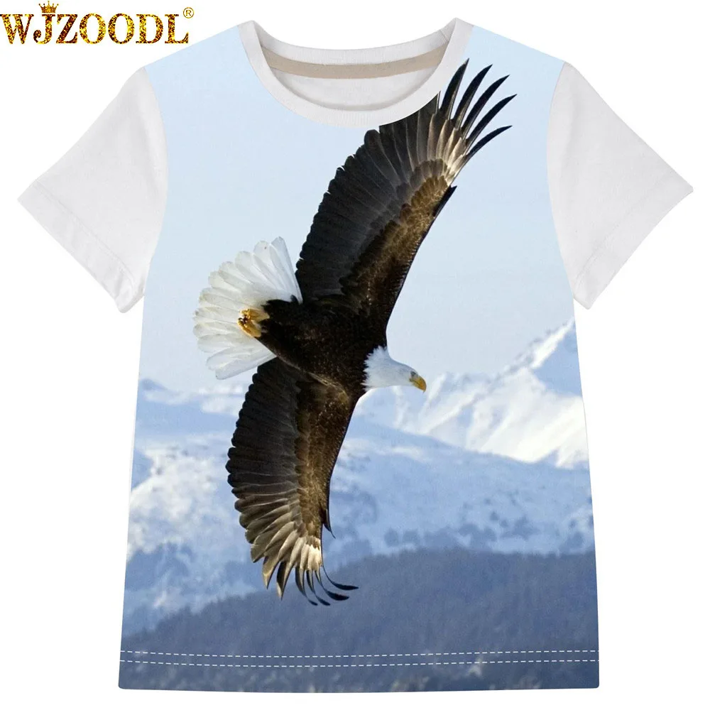 

new Summer 3d eagle print Funny kids t shirt Tops short sleeve summer Casual cool boy t-shirt Children's clothes 2-14T
