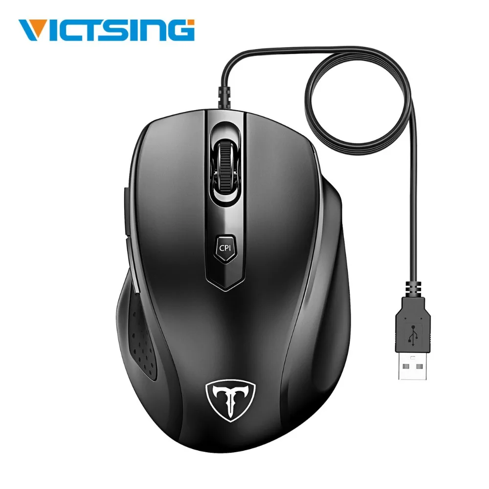 

VicTsing 6-Button Mouse Ergonomic Wired USB Optical Mouse With 4 Adjustable DPI Values 5 Feet Long Cable Computer Gaming Mouse