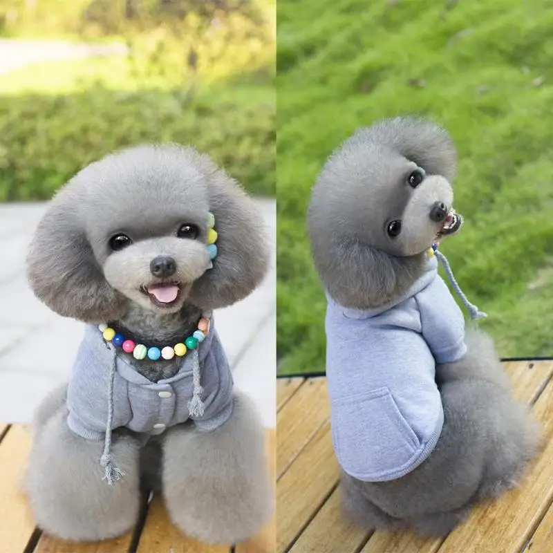 Pet Одежда с принтом в виде собак зимние теплые хлопковые однотонный с кулиской Толстовки для кошек модный дизайн для домашних животных одежда, куртка для собак roupas para