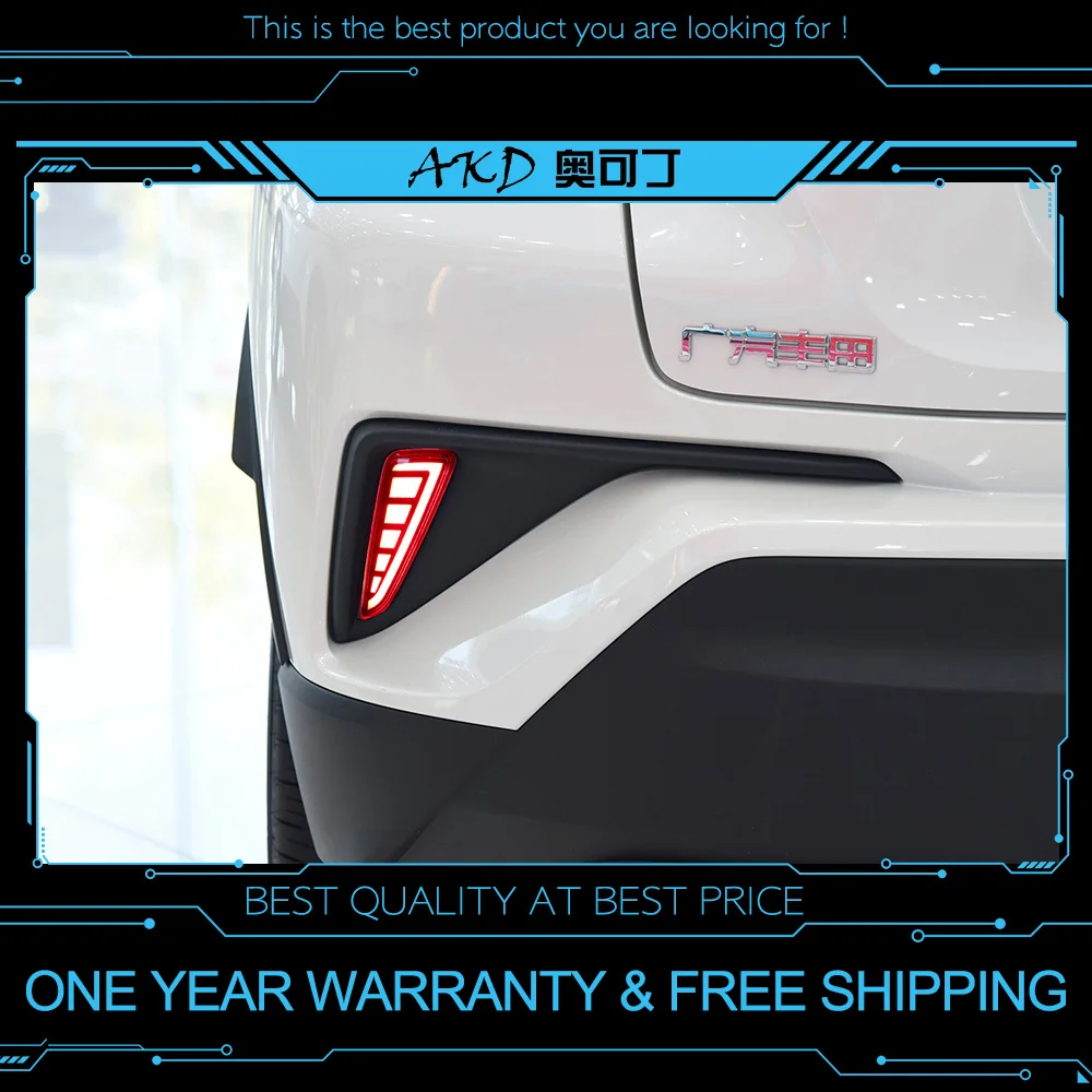 

AKD tuning cars DRL For Toyota C-HR CHR Rear Bumper Mustang Type light Daytime Running lights LED Fog Light Stripe Brake light