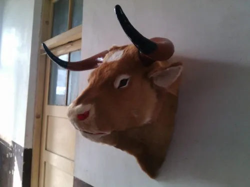 

new creative simulation cow head model plastic&fur yellow cattle head doll gift 57x37x50cm a133