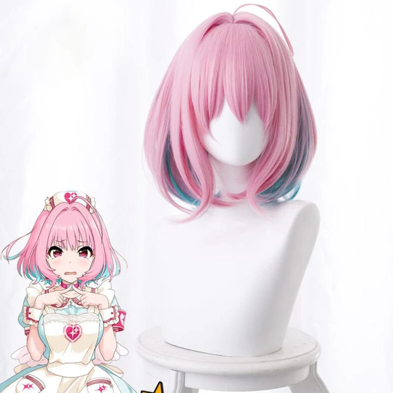 

The Idolmaster Cinderella Girls Cosplay Wigs Yumemi Riamu 30cm Short Wig Heat Resistant Synthetic Hair Cosplay Wigs +Wig Cap