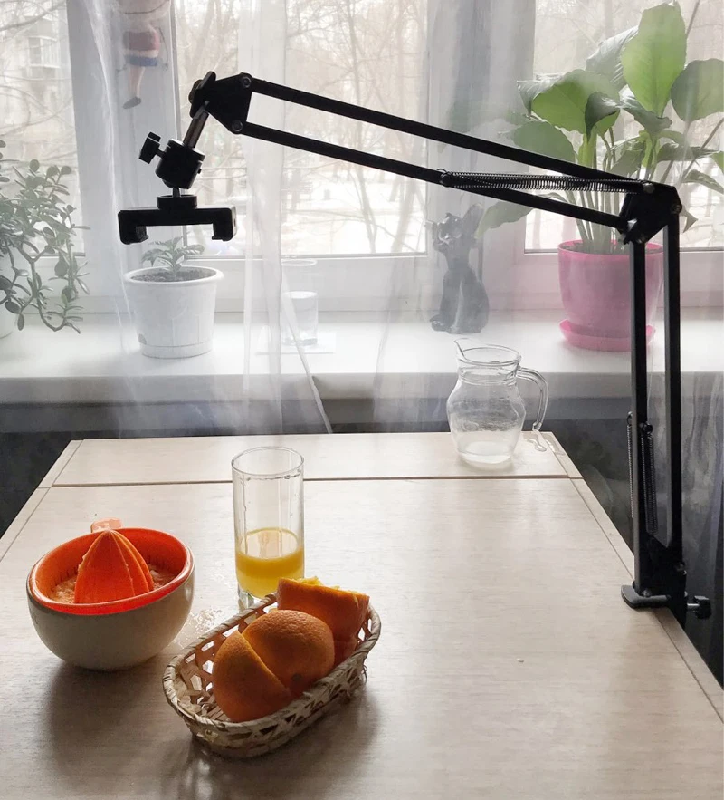  Photo Shooting Studio Selfie Arm Stand Mounting Clamp Bracket Adjustable Table Suspension Clip Hold