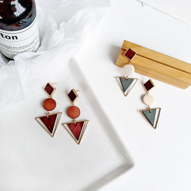 

Temperament and contracted geometric triangle circle fashion exquisite earrings earrings eardrop retro fashion women