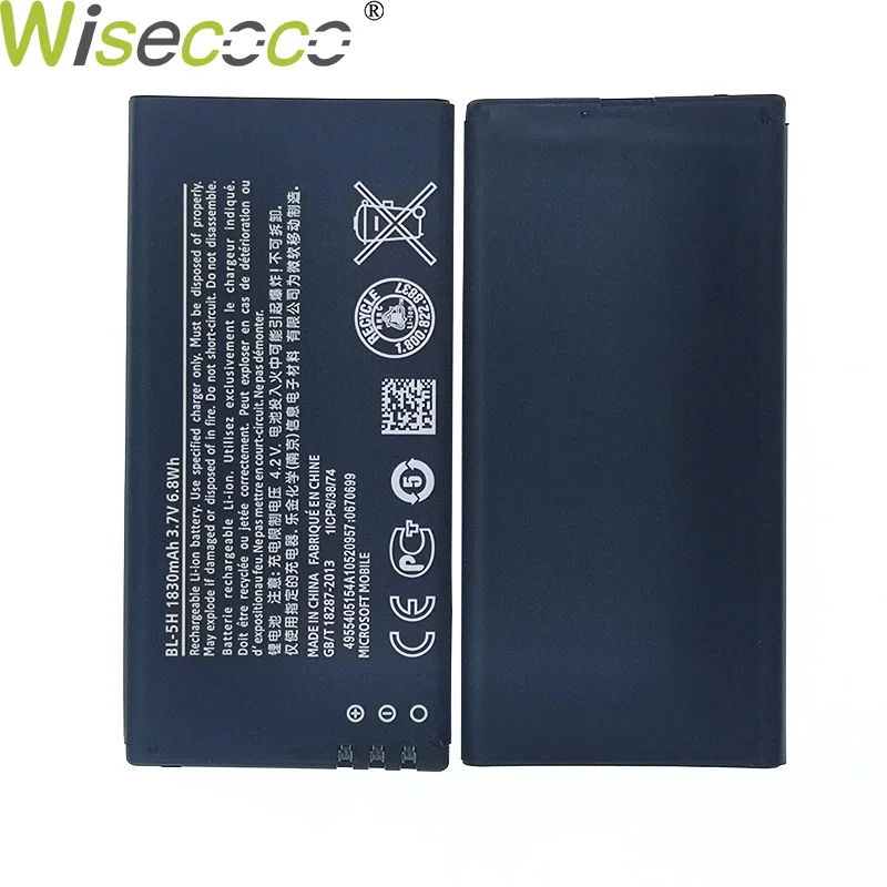 Wisecoco 1830/2550 мАч BL-5H аккумулятор для Nokia Lumia 635 38 630 636 Lumia630 RM-977 RM-978 BL5H телефон Высокое качество