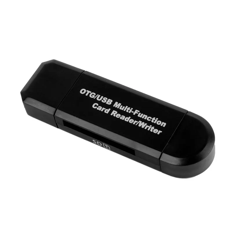 Универсальный высокоскоростной 2 в 1 USB 2,0 OTG кард-ридер флэш-накопитель USB OTG TF/SD карта для Android телефона компьютера ПК расширительный порт - Цвет: Black