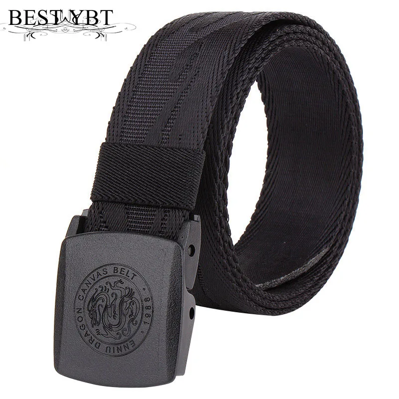 

Best YBT Unisex Nylon belt Nylon Jacquard Dragon Canvas Men 's Anti allergic Youth Student belt printing Smooth buckle Men belt