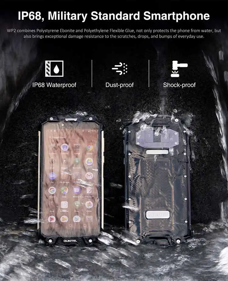 OUKITEL WP2 4GB RAM 64GB ROM MTK6750T 1.5GHz Octa Core 6.0 Inch Incell Corning Gorilla Glass FHD+ Screen Dual Camera IP68 Waterproof Android 8.0 4G LTE Smartphone