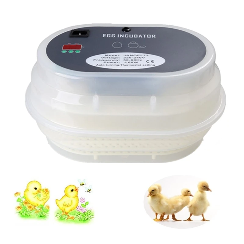 

Fully Automatic 12 Eggs Incubator ABS Digital LED Turner Chicken Duck Eggs Poultry Incubation Tray Incubation Tools Supplies