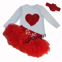 Красная одежда для маленьких девочек комплекты одежды для малышей, подарок на день матери, хлопковый комбинезон с юбкой, юбка, повязка на голову, костюм для новорожденных на день рождения