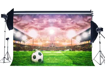 安い サッカーフィールド背景スタジアムボケグリッタースパンコールステージライトグリーン草草原スポーツの写真撮影の背景