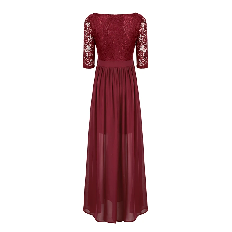 Женское кружевное шифоновое платье с коротким рукавом и вышивкой спереди, vestido de festa, Летнее Длинное Платье Макси, вечерние платья на выпускной