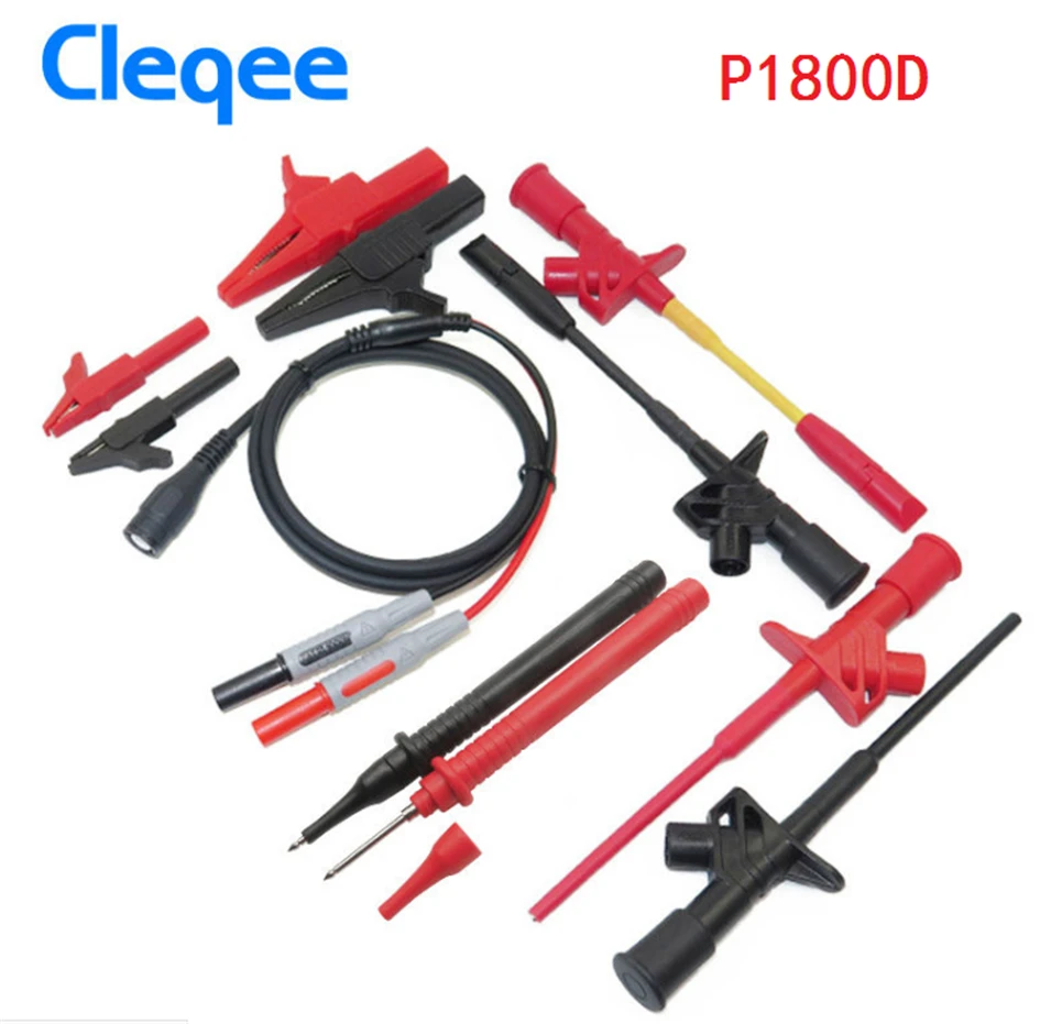 

Cleqee P1800B/C/D 11-in-1 BNC Electronic Specialties Test Lead Automotive&Multimeter probe leads kit Flexible&Piercing Test Hook