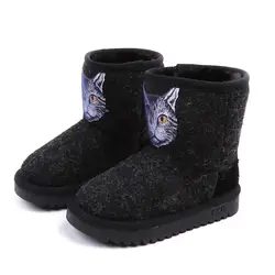 Детские зимние сапоги 2018 Новый Сова ботинки для девочек модные слипоны теплая детская зимняя обувь Сапоги для маленьких девочек 1 4 6 лет
