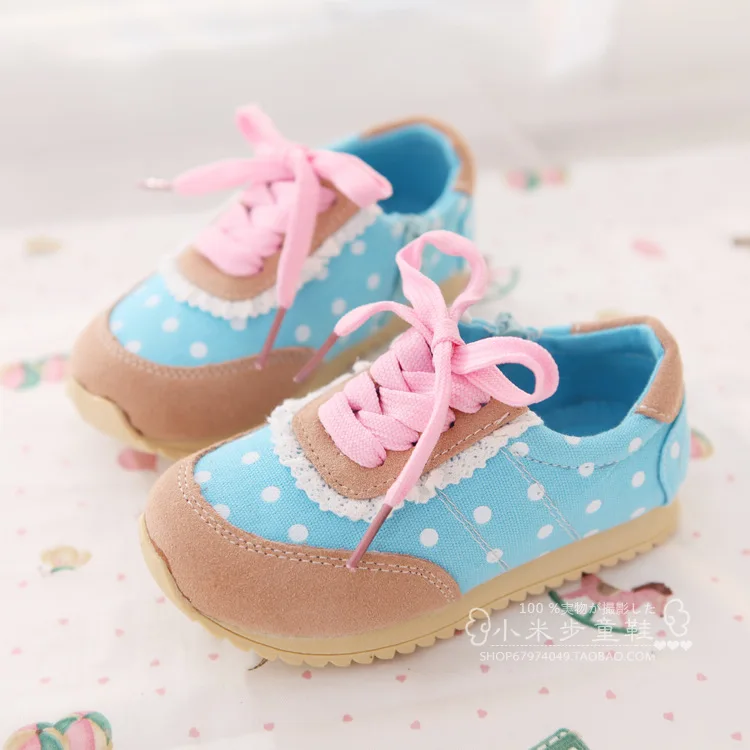 Весенняя детская обувь для мальчиков и девочек, нескользящая спортивная обувь в горошек, кроссовки, повседневная обувь для бега, детская обувь - Цвет: blue