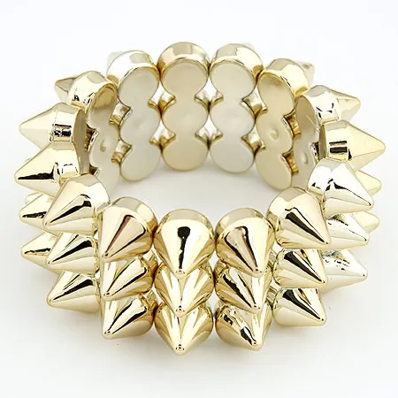 

Fashion New Arrival Rivet Punk Elastic Personalized Wide Bracelet B186