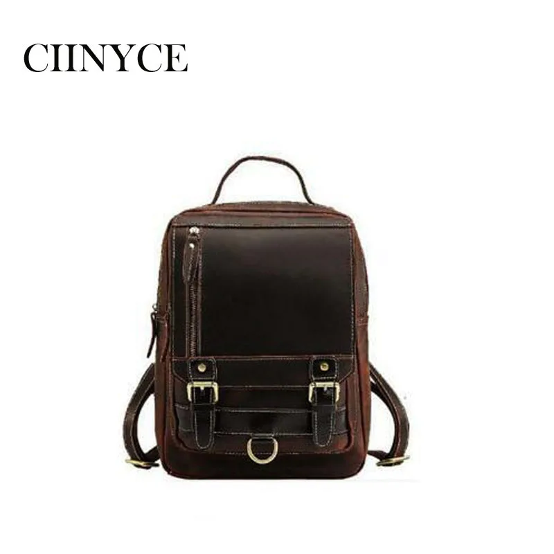 

Big Capacity Men Back pack Crazy Horse Skin 13" Laptop rucksack daypack genuine cow leather school backpack bags male mochila