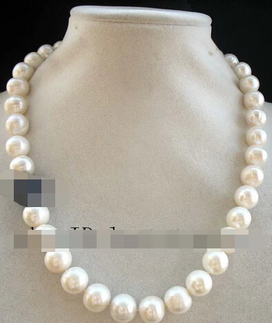

FREE SHIPPING 08149 freshwater pearl white near round 11-12 mm necklace
