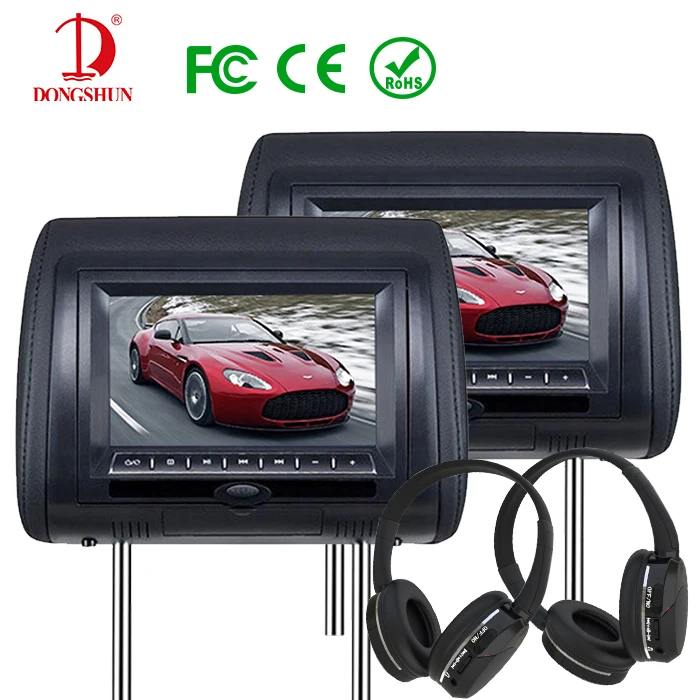 HOT! 2 Pieces 9 inch car headrest monitor dvd player back seat tv for