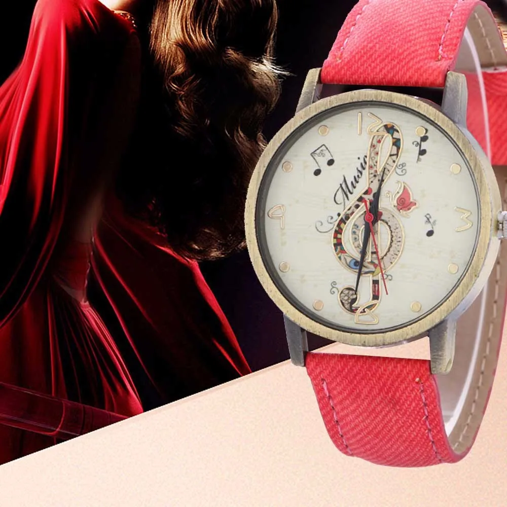 Часы с музыкальными нотами, женские модные повседневные часы, креативные кварцевые наручные часы с кожаным ремешком, женские часы, Прямая поставка# M