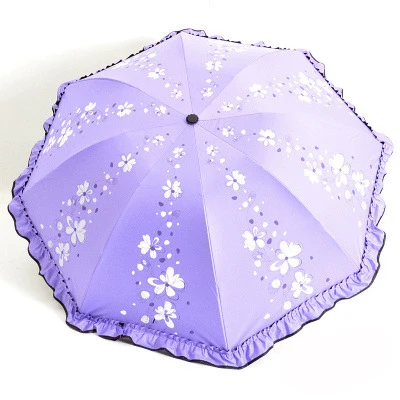 YADA New Anti UV Lace Vine Flower Umbrella Rainy Wedding Black Coating Umbrella For Women Folding Windproof Umbrellas Gift YD191