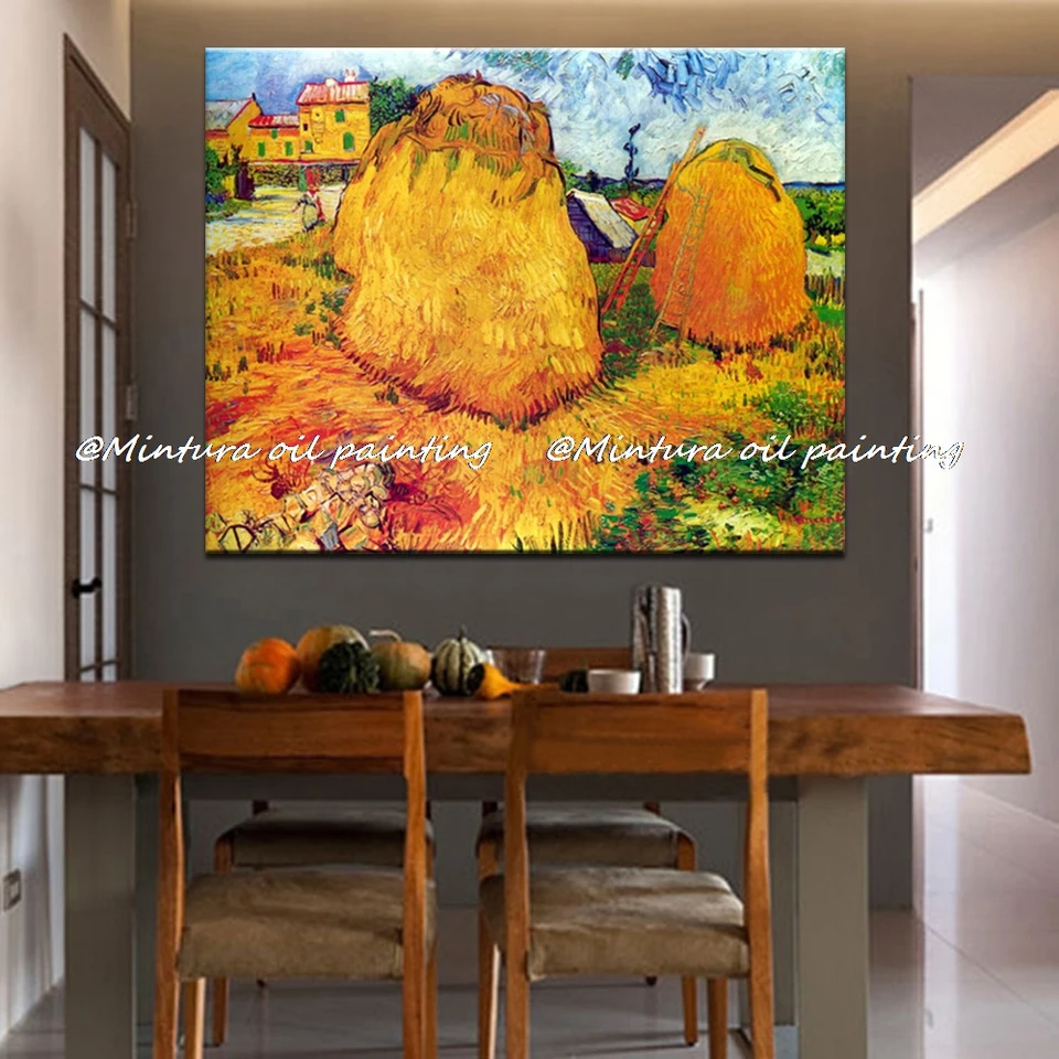 Rolled Wall art artwork Haystacks In Provence by Vincent Van GoghCanvas