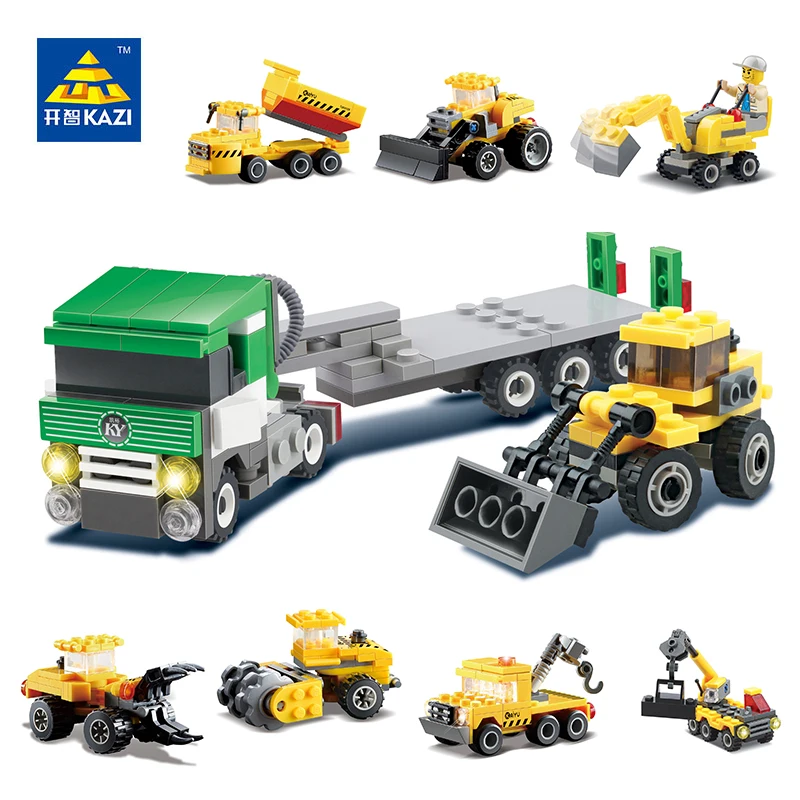 KAZI City Engineering Model Building font b Blocks b font Sets Car Mixer Truck Vehicle Crane