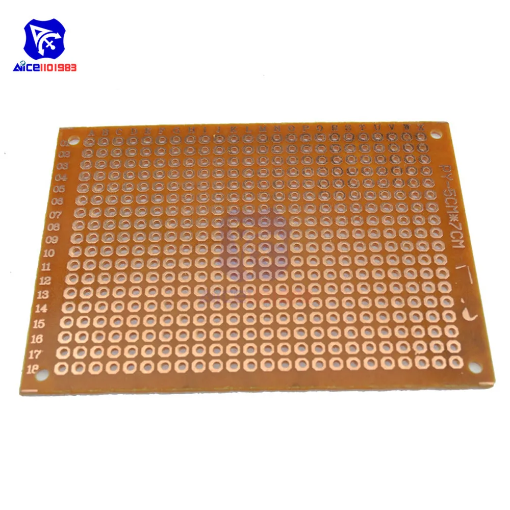5x7 cm 432 agujeros Protoboard de circuito impreso universal de doble cara esta/ñado para proyecto electr/ónico de soldadura DIY Kit de prototipo de placa PCB de doble cara de 10 piezas