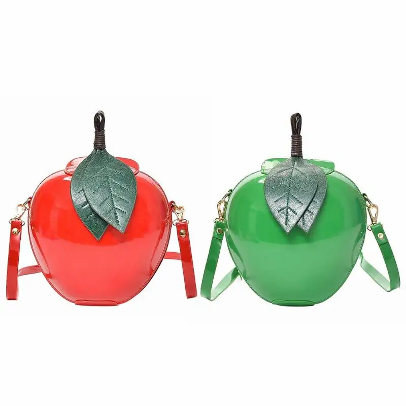 

Fashion Women Crossbody Bags PU Circular Apple Shape Mini Messenger Handbag Mini Mobile Phone Bag