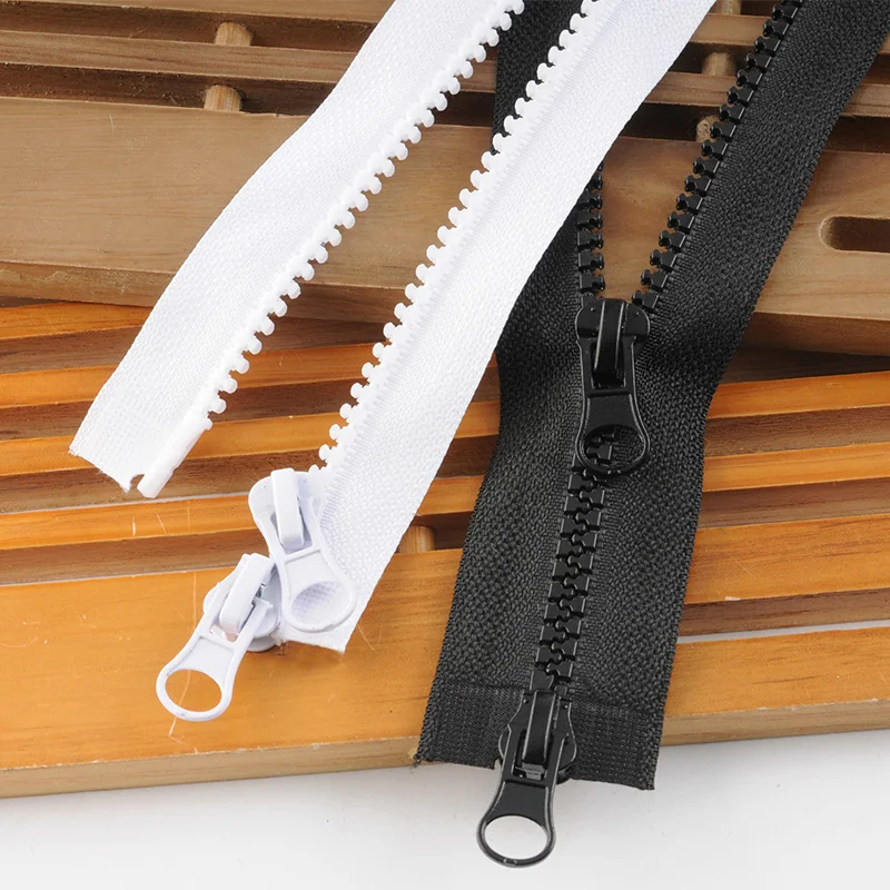

2pcs 50-500cm #5 Plastic Resin Zipper Black White Double-Open 2 Slider for DIY Sewing down Coat bag Clothing Tent Accessories