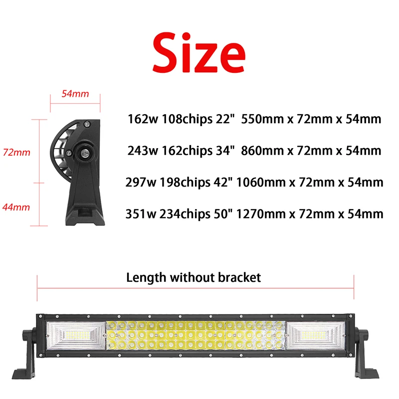 tri row 22 34 42 50 inch straight led light bar offroad combo beam spot flood barra led 4X4 4WD ATV SUV Truck Trailer Camper for Toyota Pickup truck led work driving light bar boat auto car automobile motorcycle fa (5)