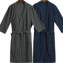 Lovers Kimono Sexy Night Bath Robe Cotton Dressing Gown for Women Men Waffle Bathrobe Bridesmaid Robes Wedding Bride Sleepwear