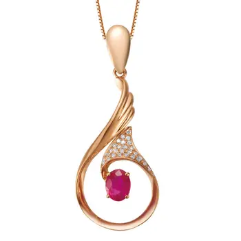 

Trendy GVBORI 18K Ruby pendant Gemstone Diamond Necklace Pendant For Women Party Show 925 Silver Chain Fine Jewelry Valentine