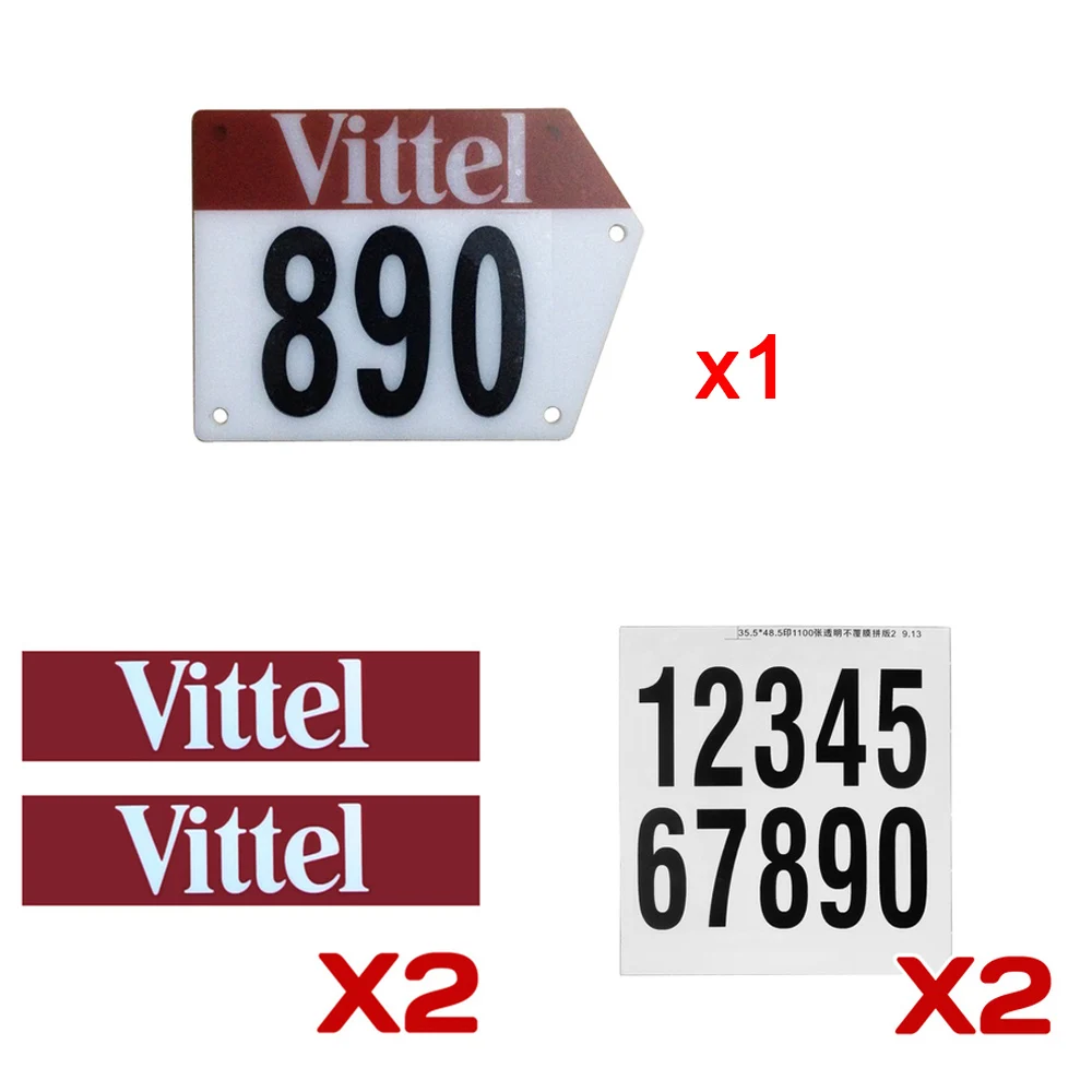 

Custom Racing Bicycle Number Plate with Decals Sticker Flags Vittel Numbers DIY Customized