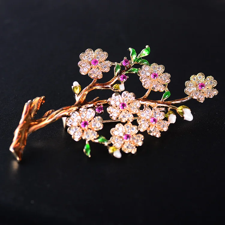 

LISM Wholesale Vintage Creative Flower Corasage Brooch Pin Mirco Cubic Zircon Coat Hat Accessories Jewelry