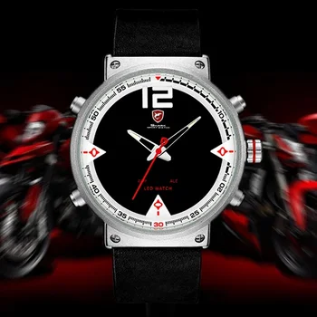 

Super Cool Men's Quartz Double Time Digital Watch Men Sports Watches Shark Luxury Brand LED Military Men Dress Watches / SH549