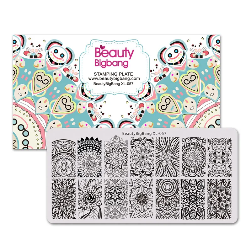BeautyBigBang спираль винт Мандала дизайн ногтей штамповки пластины трафарет 6*12 см для