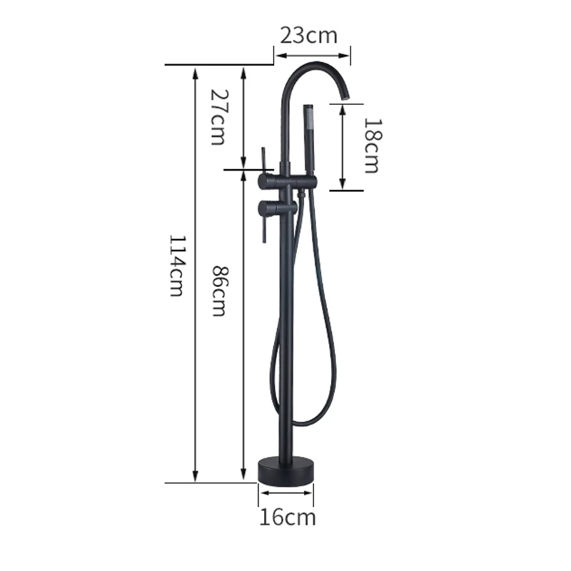 Матовый черный напольный смеситель для ванны, набор с двойной керамической ручкой, напольный кран для ног, смеситель для ванны, кран для ванной
